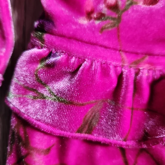 FINAL PRICE Vintage Hanna Andersson Pink Velour Floral Romper Ruffle 6-12mo/70cm - Picture 9 of 12